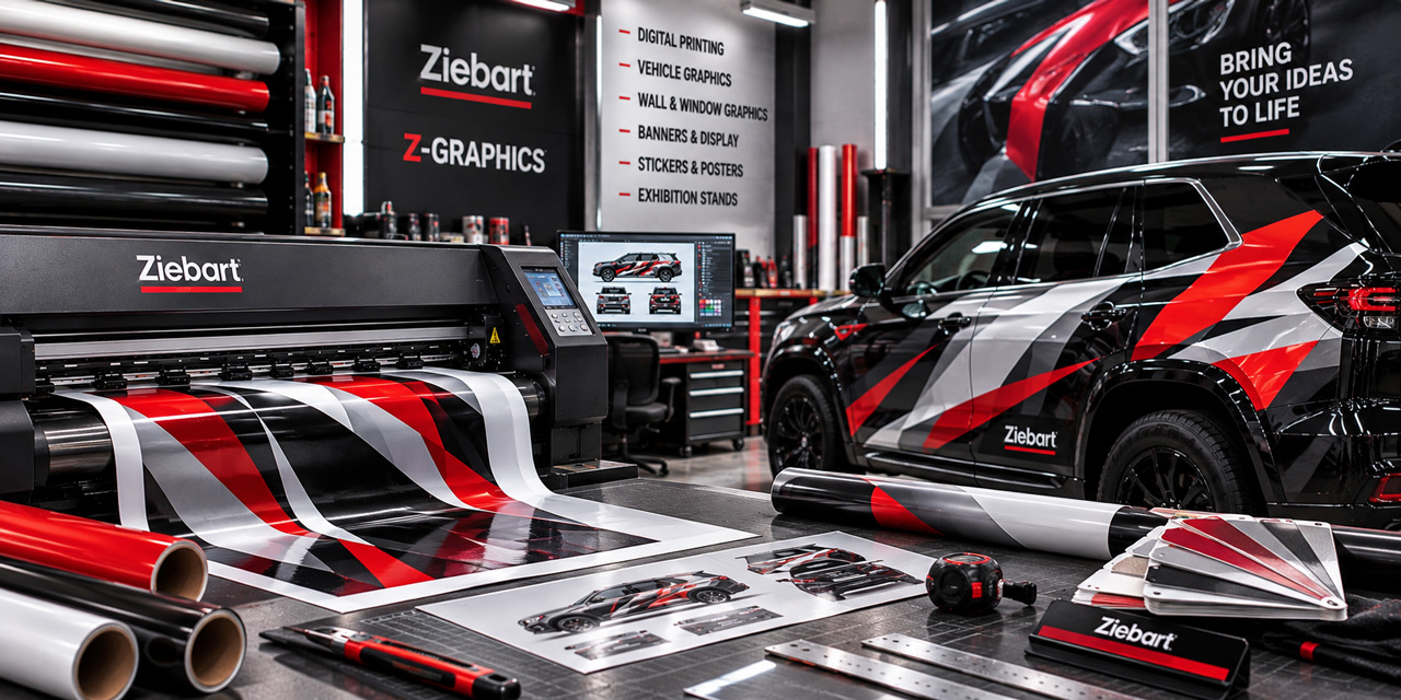 Branded vinyl graphics applied to a vehicle